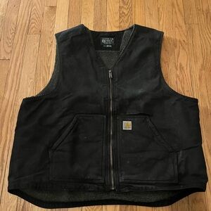 Carhartt relaxed fit washed duck Sherpa lined vest